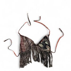 Tree Camo Fringe Bikini Top - Size Small